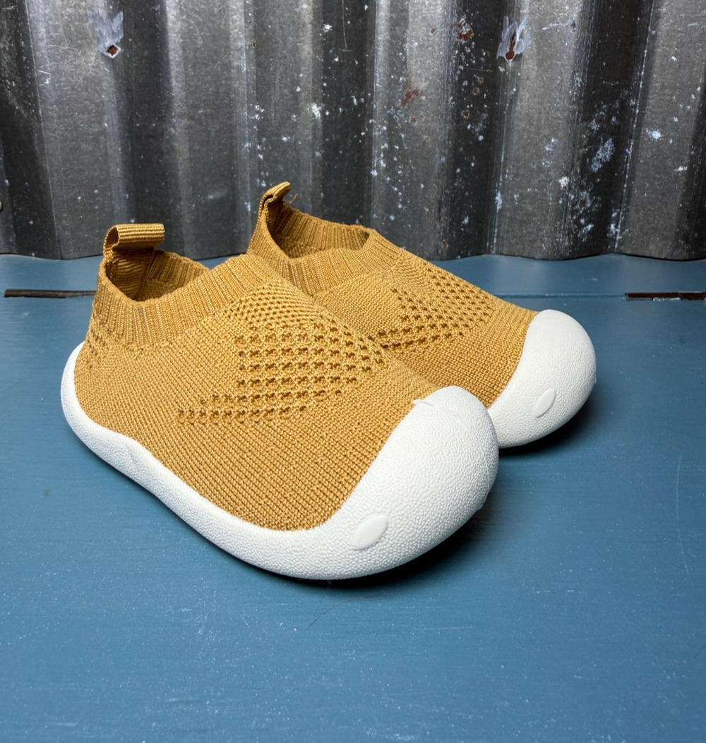 Baby Kids Flexiwalkers Knit Shoes US 3 EU 16 Mustard Yellow Infant Toddler